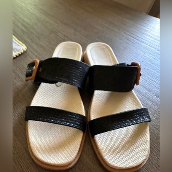 Dolce Vita Genzel Slides Flat Sandals Black Slide on Woven Women’s size 8 New - Picture 3 of 6